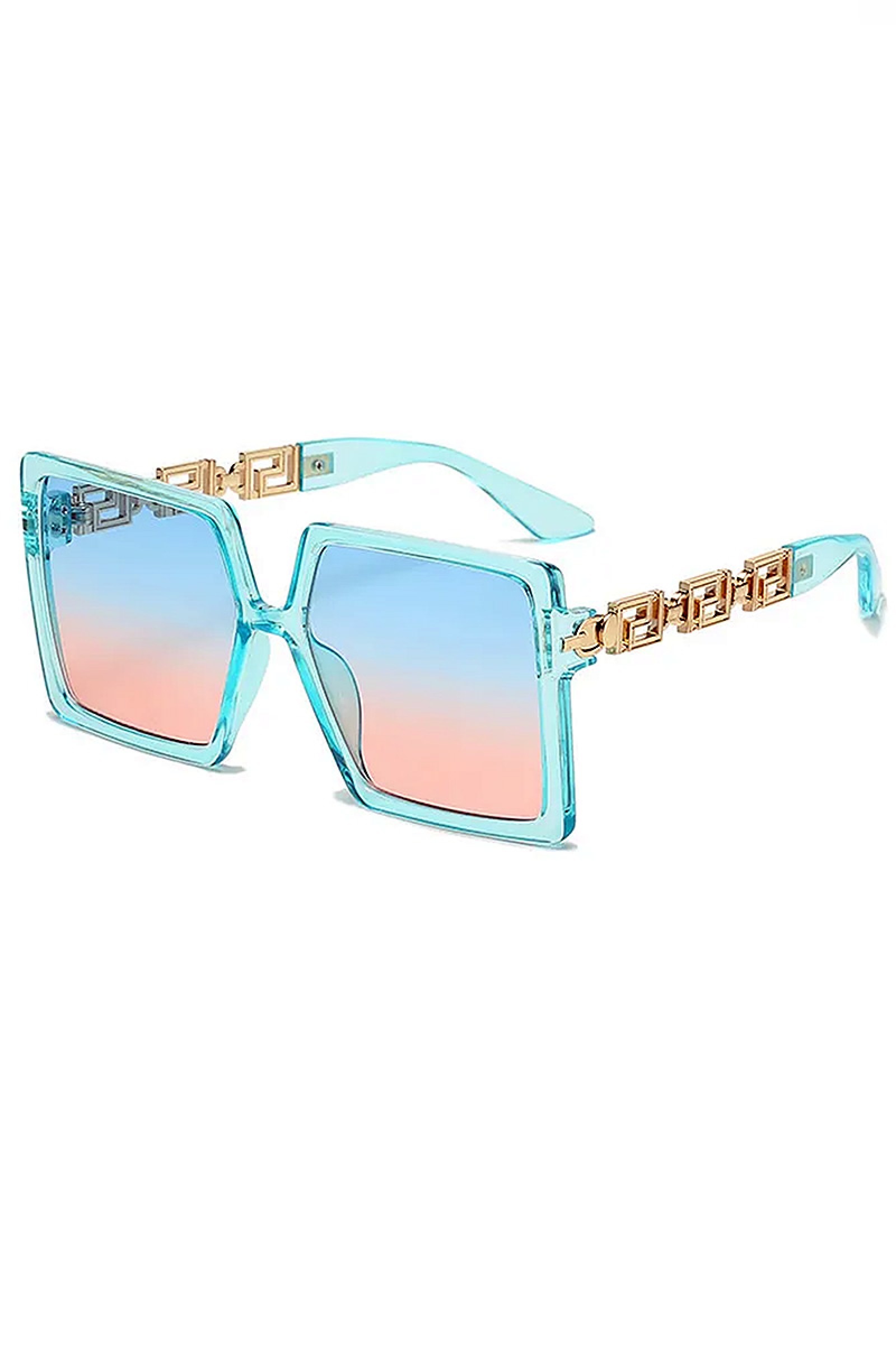 Γυαλιά ηλίου - Γαλάζιο Σκελετό Χρυσή Βραχίονες Και Δίχρωμους Φακούς