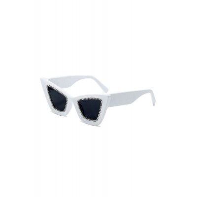 Λευκά Με Μαύρο Φακό Vintage Retro γυαλιά ηλίου 