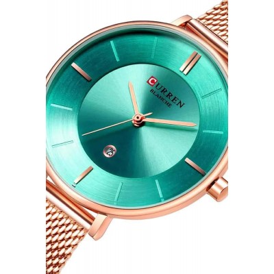 Ατσάλινο Τουρκουάζ γυναικείο ρολόι με ένδειξη ημερομηνίας