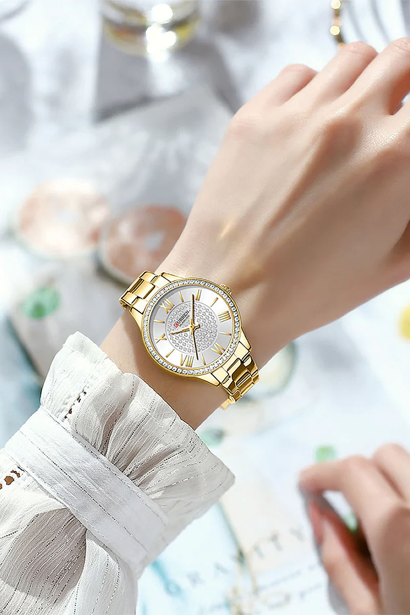 Χρυσό με ασημένιο καντράν γυναικείο ρολόι