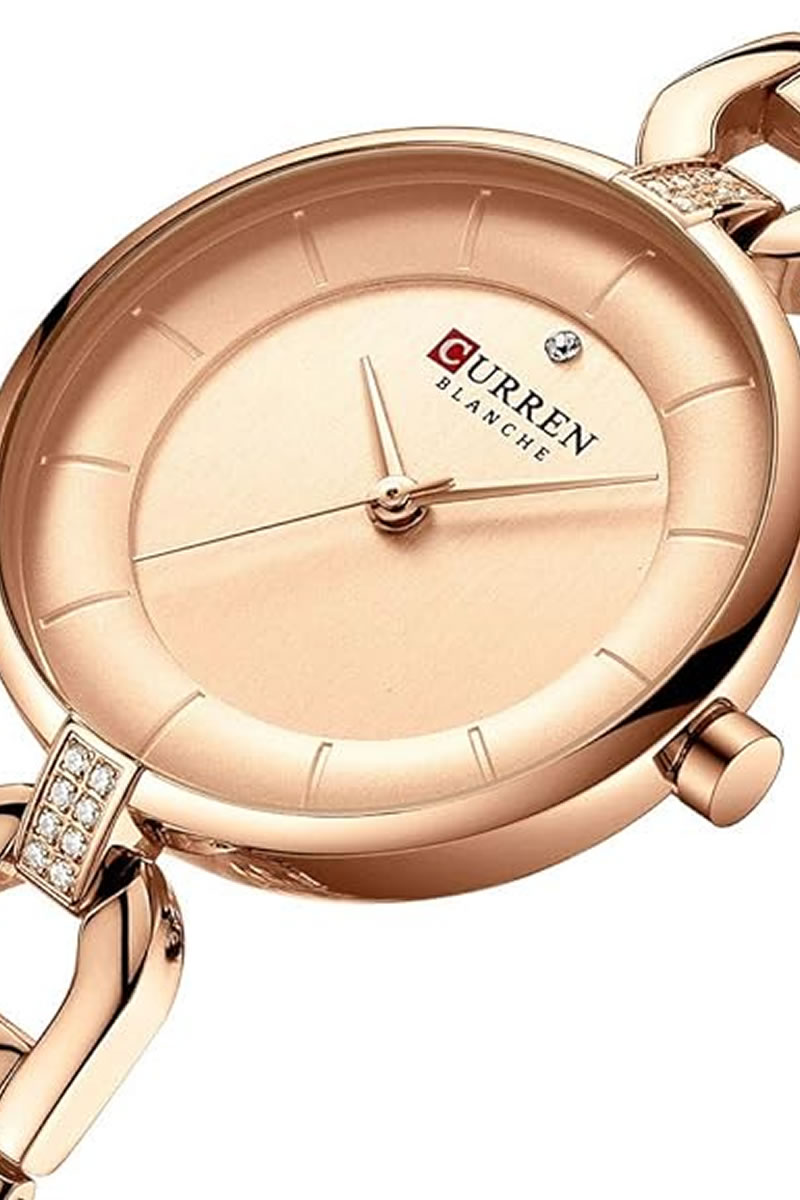 Χρυσό γυναικείο ρολόι με μπρασελέ από ανοξείδωτο ατσάλι