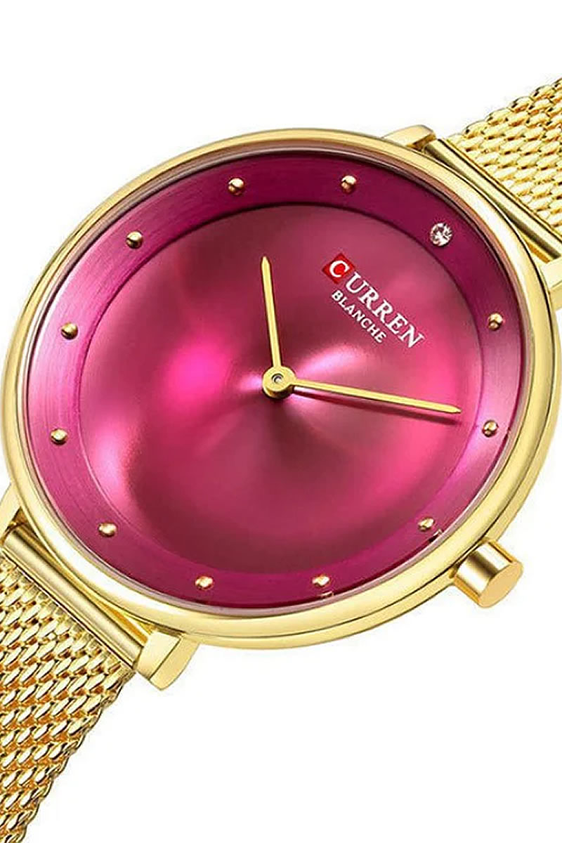 Ρολόι Gold Purple με Μεταλλικό Μπρασελέ 