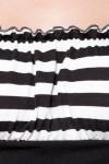 Ρετρό στράπλες μπλούζα μαύρο με οριζόντιες ρίγες