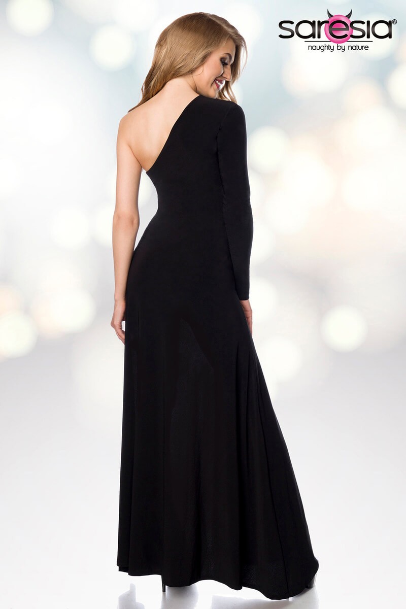Maxi φόρεμα με ασύμμετρη ώμο +  Δώρο laser cut εσώρουχο